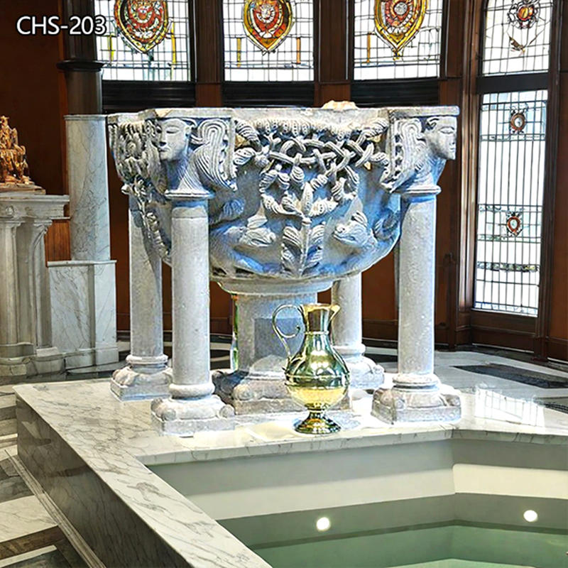 Hand Carved Church Baptismal Font For Sale