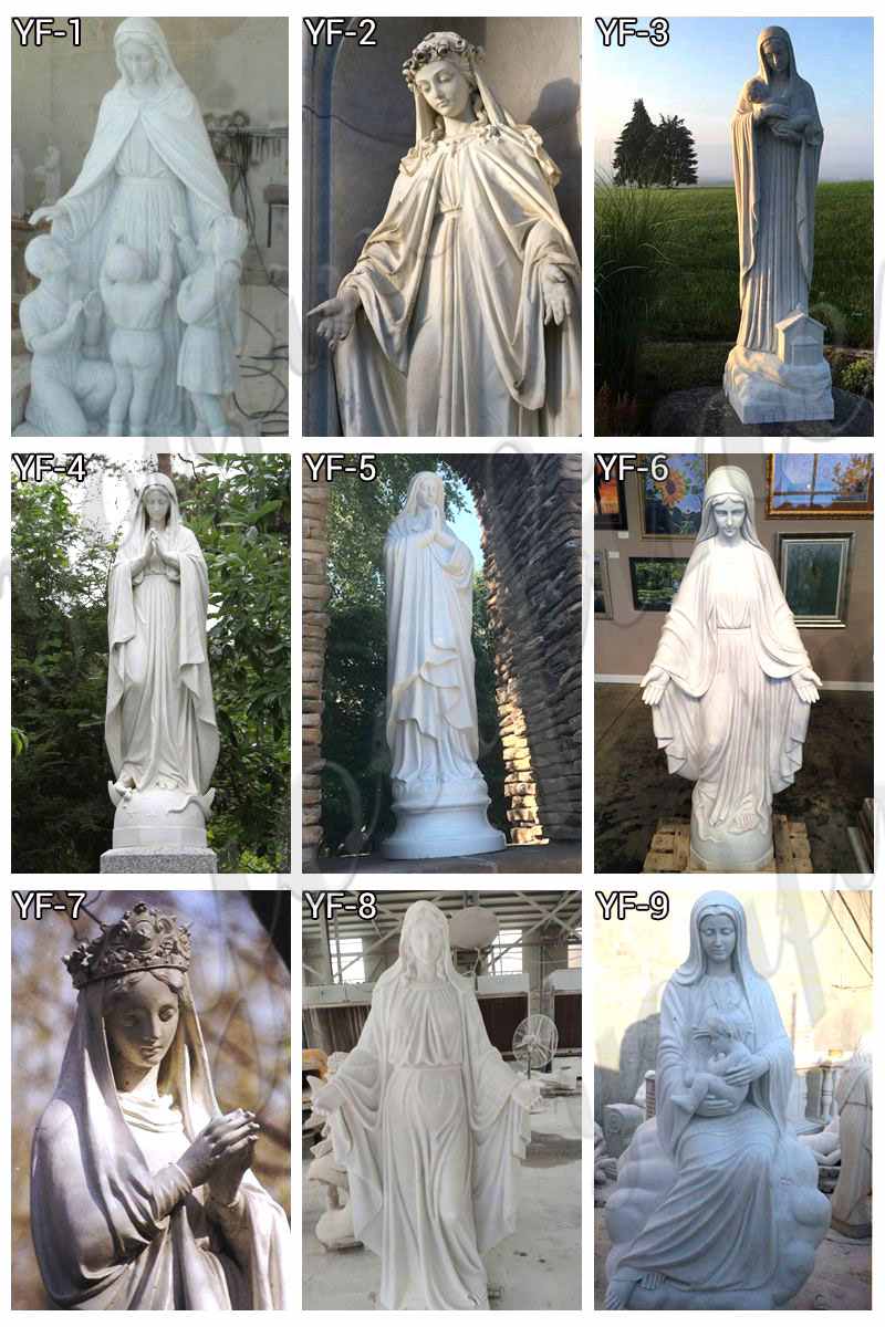 High Quality Catholic Blessed Mother Mary Marble Statue For Outside Chs