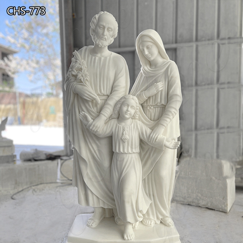 White Marble The Holy Family Statue for Sale